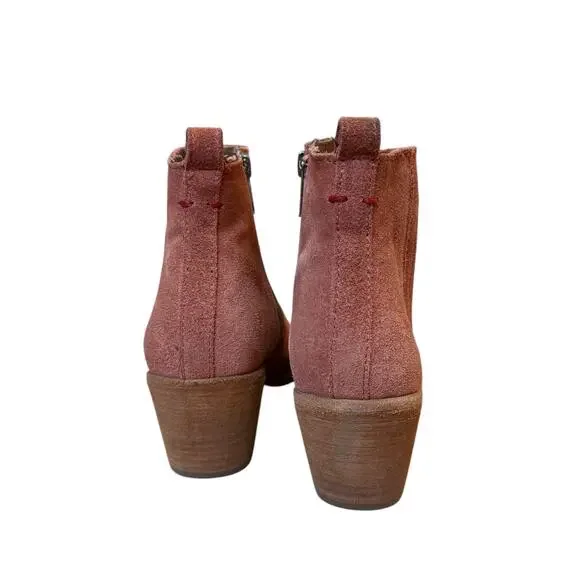 Frye Women's Alton Chelsea Leather Suede Ankle Boot Size 6 Booties Rosewood Heel - Picture 4 of 8